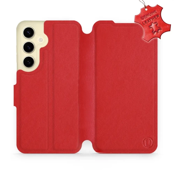 Etui ze skóry naturalnej do Samsung Galaxy S24 - wzór Red Leather