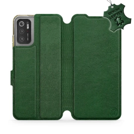 Etui ze skóry naturalnej do Xiaomi POCO M3 Pro 5G - wzór Green Leather