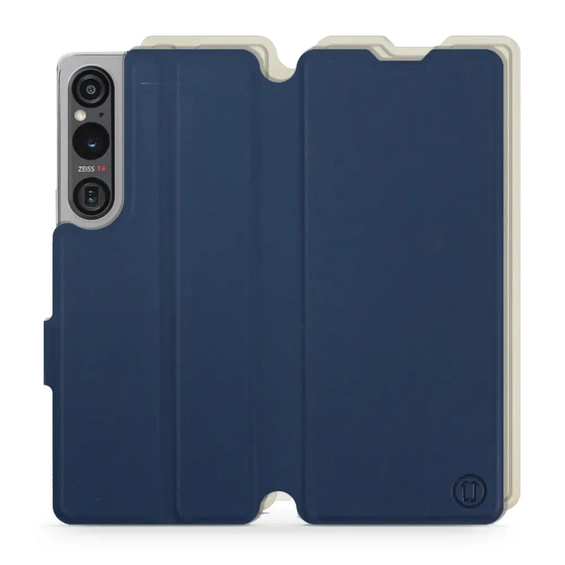 Etui Soft Touch do Sony Xperia 1 V - wzór Głęboki granat z platyną