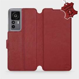 Etui ze skóry naturalnej do Xiaomi 12T Pro - wzór Dark Red Leather