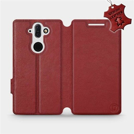 Etui ze skóry naturalnej do Nokia 8 Sirocco - wzór Dark Red Leather