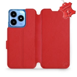 Etui ze skóry naturalnej do Realme C63 - wzór Red Leather