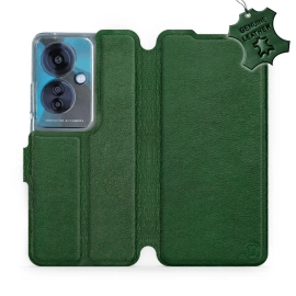 Etui ze skóry naturalnej do OPPO Reno 11F - wzór Green Leather