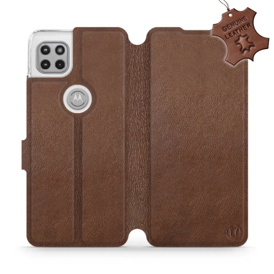 Etui ze skóry naturalnej do Motorola Moto G 5G - wzór Brown Leather
