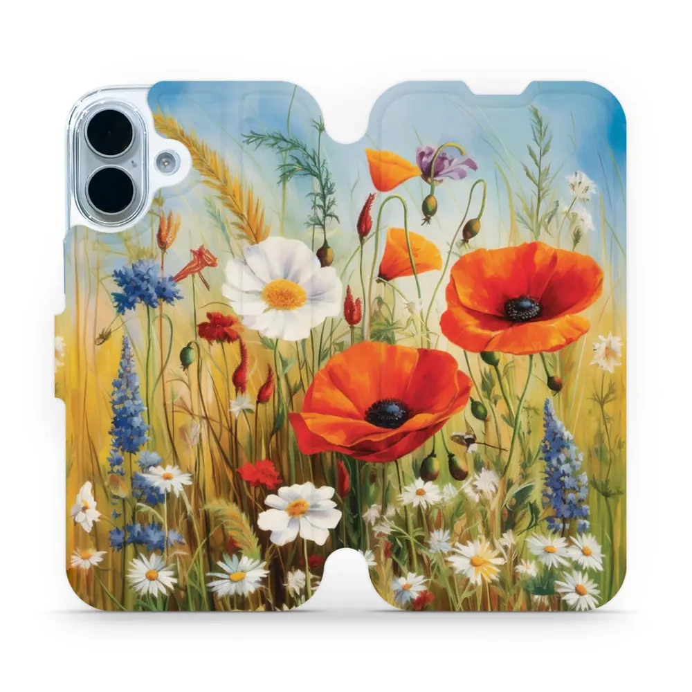 Mobiwear Book, Displayschutz, magnetischer Verschluss, Silikoneinlage, Schutz, Wiesenblumen