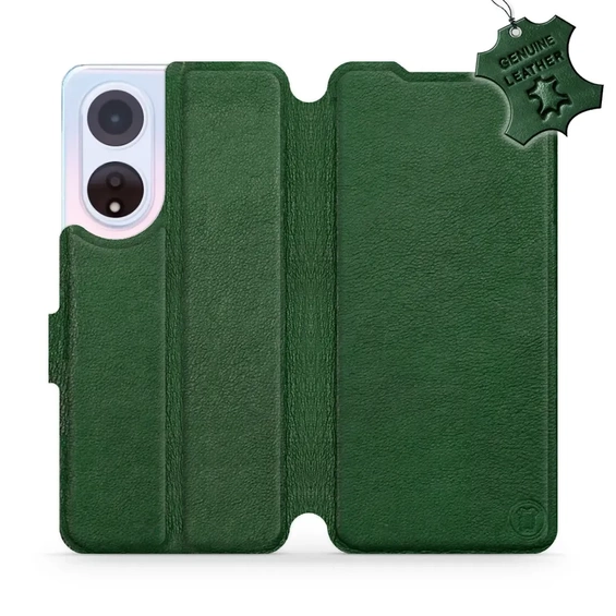 Etui ze skóry naturalnej do OPPO A98 5G - wzór Green Leather