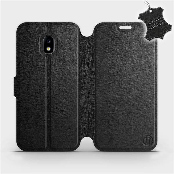 Etui ze skóry naturalnej do Samsung Galaxy J3 2017 - wzór Black Leather