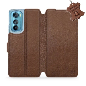 Etui ze skóry naturalnej do Motorola Edge 30 5G - wzór Brown Leather