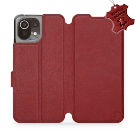 Etui ze skóry naturalnej do Xiaomi 11 Lite 5G NE - wzór Dark Red Leather