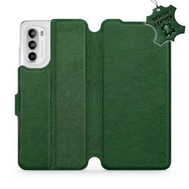 Etui ze skóry naturalnej do Motorola Moto G52 - wzór Green Leather