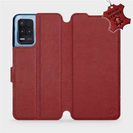 Etui ze skóry naturalnej do Realme 8 5G - wzór Dark Red Leather