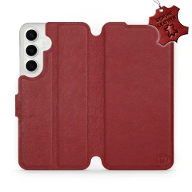 Etui ze skóry naturalnej do Samsung Galaxy S24 Plus - wzór Dark Red Leather