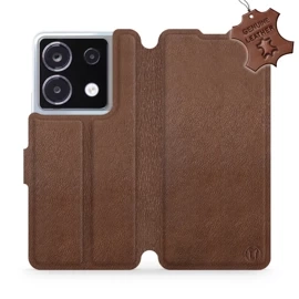 Etui ze skóry naturalnej do Xiaomi POCO X6 - wzór Brown Leather
