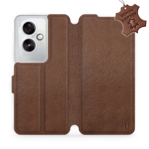 Etui ze skóry naturalnej do OPPO A79 5G - wzór Brown Leather