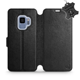Etui ze skóry naturalnej do Samsung Galaxy S9 - wzór Black Leather