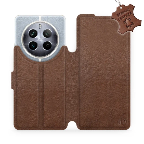 Etui ze skóry naturalnej do Realme 12 Pro Plus 5G - wzór Brown Leather