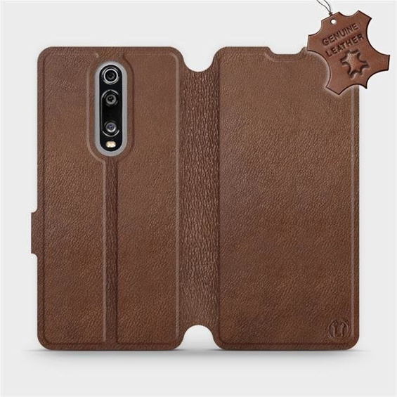 Etui ze skóry naturalnej do Xiaomi Mi 9T Pro - wzór Brown Leather