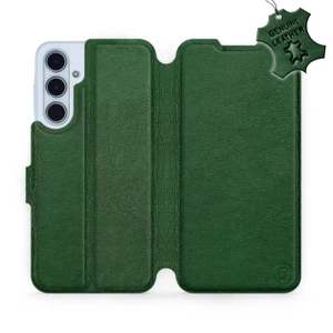 Etui ze skóry naturalnej do Samsung Galaxy M35 5G - wzór Green Leather