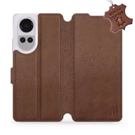Etui ze skóry naturalnej do OPPO Reno 10 Pro 5G - wzór Brown Leather