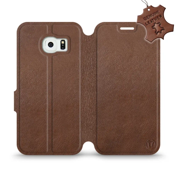 Etui ze skóry naturalnej do Samsung Galaxy S6 Edge - wzór Brown Leather