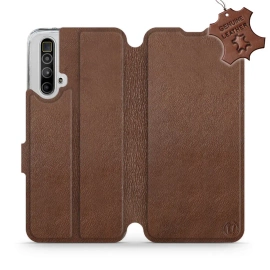 Etui ze skóry naturalnej do Realme X3 SuperZoom - wzór Brown Leather