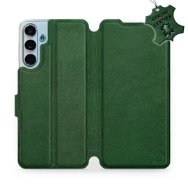 Etui ze skóry naturalnej do Samsung Galaxy M55 5G - wzór Green Leather