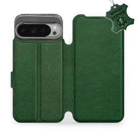 Etui ze skóry naturalnej do Google Pixel 9 Pro XL - wzór Green Leather