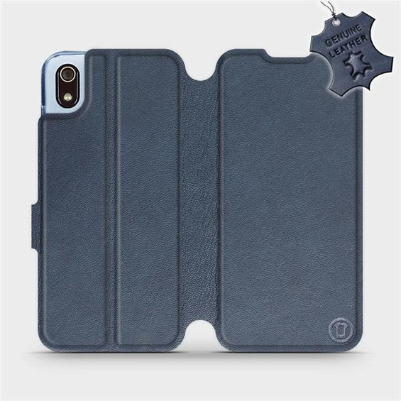 Etui ze skóry naturalnej do Xiaomi Redmi 7A - wzór Blue Leather