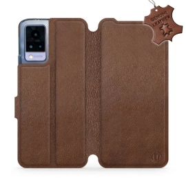 Etui ze skóry naturalnej do Vivo V21 5G - wzór Brown Leather