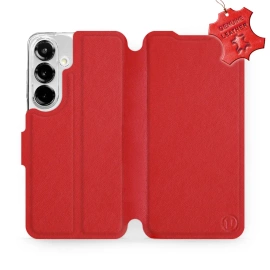 Etui ze skóry naturalnej do Samsung Galaxy S25 - wzór Red Leather