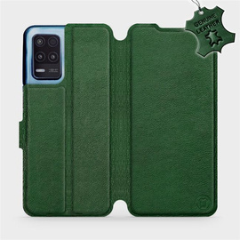 Etui ze skóry naturalnej do Realme 8 5G - wzór Green Leather