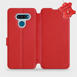 Etui ze skóry naturalnej do LG K50S - wzór Red Leather