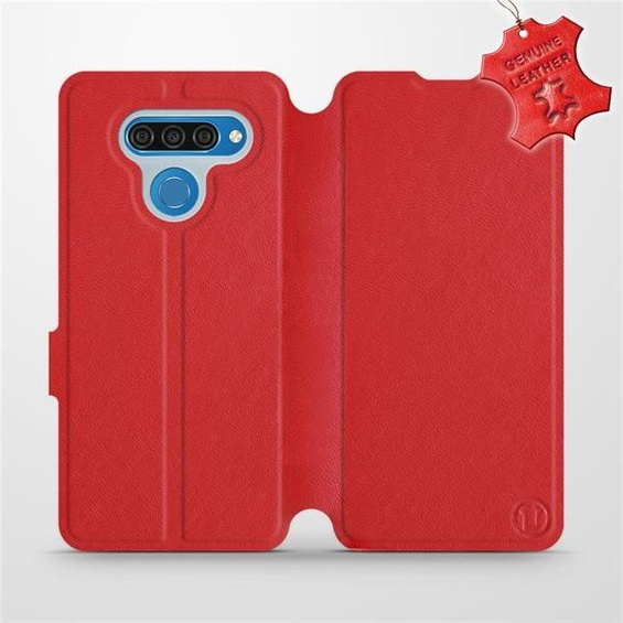 Etui ze skóry naturalnej do LG Q60 - wzór Red Leather