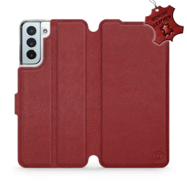 Etui ze skóry naturalnej do Samsung Galaxy S21 Plus - wzór Dark Red Leather