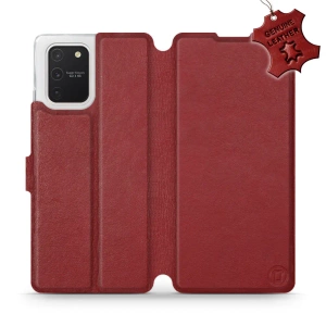 Etui ze skóry naturalnej do Samsung Galaxy S10 Lite - wzór Dark Red Leather