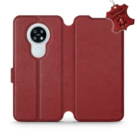 Etui ze skóry naturalnej do Nokia 6.2 - wzór Dark Red Leather
