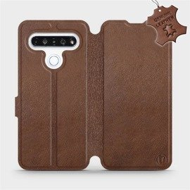 Etui ze skóry naturalnej do LG K61 - wzór Brown Leather