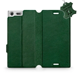 Etui ze skóry naturalnej do Sony Xperia XZ Premium - wzór Green Leather
