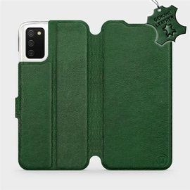 Etui ze skóry naturalnej do Samsung Galaxy A02S - wzór Green Leather