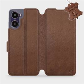 Etui ze skóry naturalnej do Realme 10 - wzór Brown Leather