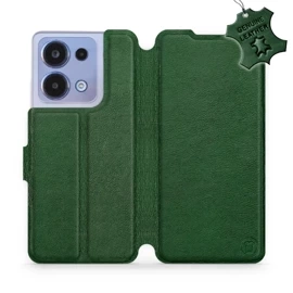 Etui ze skóry naturalnej do Xiaomi Redmi Note 13 4G - wzór Green Leather