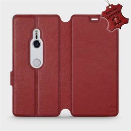 Etui ze skóry naturalnej do Sony Xperia XZ3 - wzór Dark Red Leather