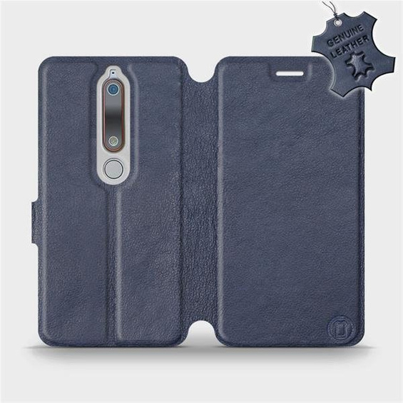 Etui ze skóry naturalnej do Nokia 6.1 - wzór Blue Leather