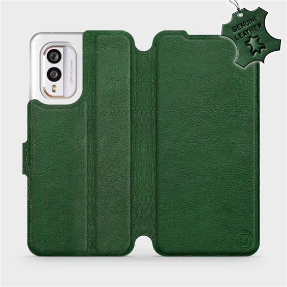 Etui ze skóry naturalnej do Nokia X30 5G - wzór Green Leather