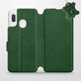 Etui ze skóry naturalnej do Samsung Galaxy A20e - wzór Green Leather