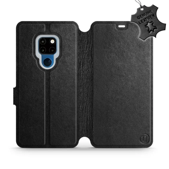 Etui ze skóry naturalnej do Huawei Mate 20 - wzór Black Leather