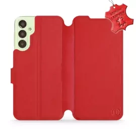 Etui ze skóry naturalnej do Samsung Galaxy A24 - wzór Red Leather