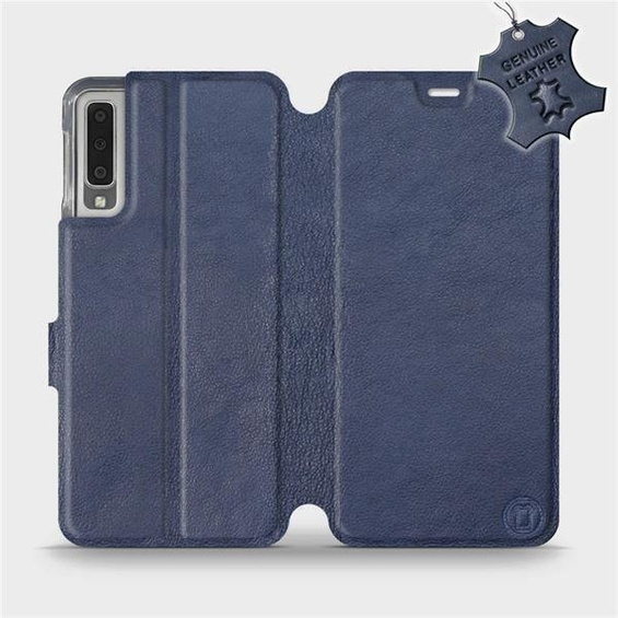Etui ze skóry naturalnej do Samsung Galaxy A7 2018 - wzór Blue Leather