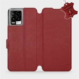 Etui ze skóry naturalnej do Realme 8 Pro - wzór Dark Red Leather