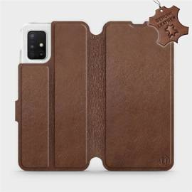 Etui ze skóry naturalnej do Samsung Galaxy A51 5G - wzór Brown Leather